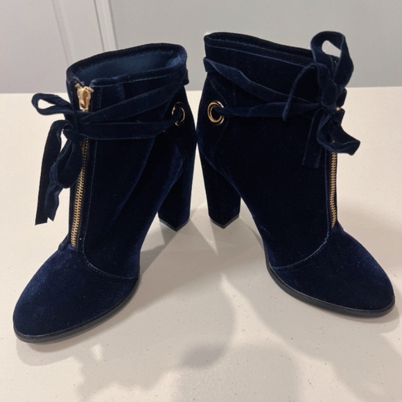 💎NEW💎Royal Blue Velvet Heel*Blue Booties*Ankle Boots*Velvet Shoes*Wide Fit - Picture 3 of 11